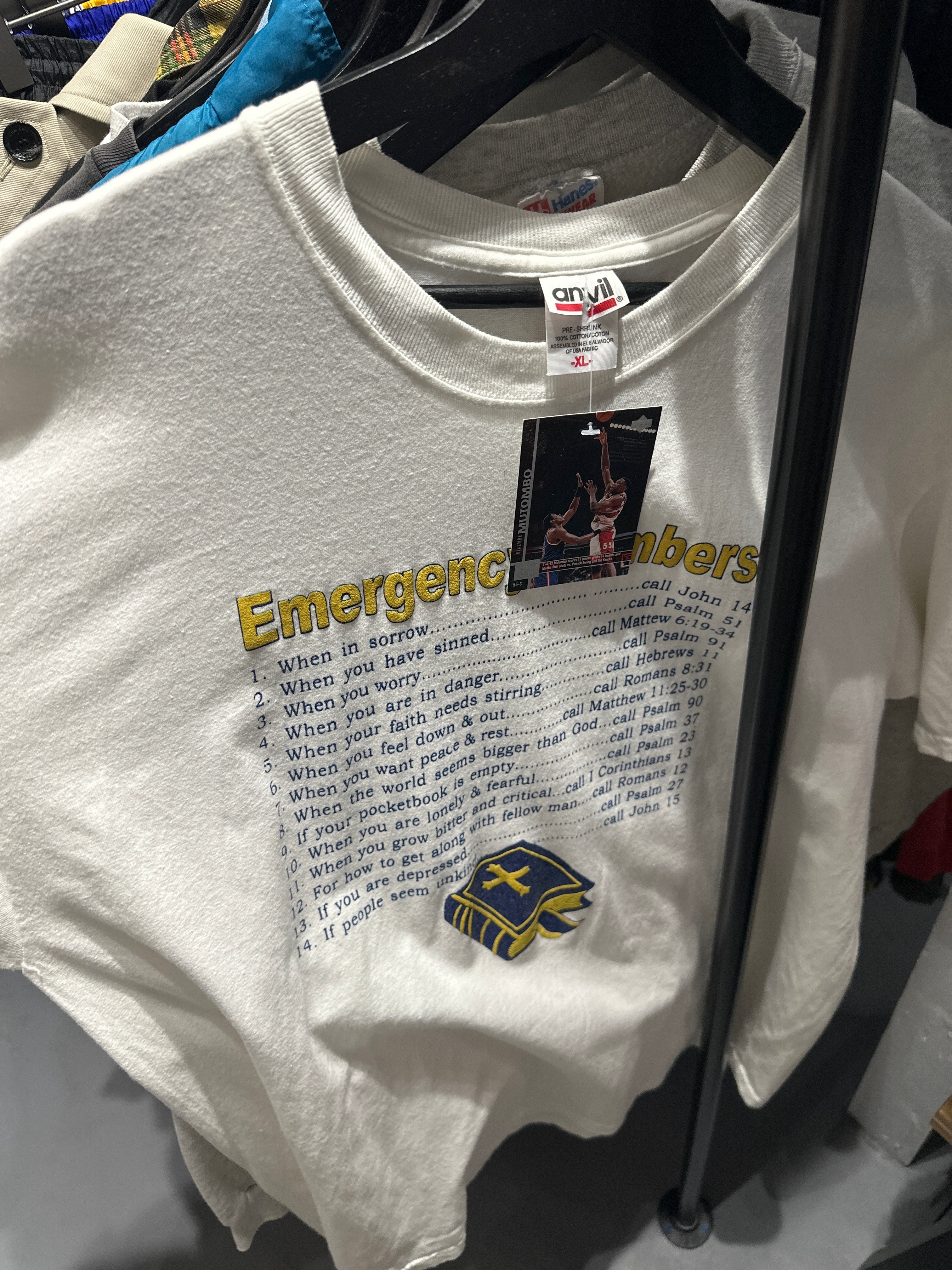 Vtg Emergency Numbers Jesus Tee (XL)