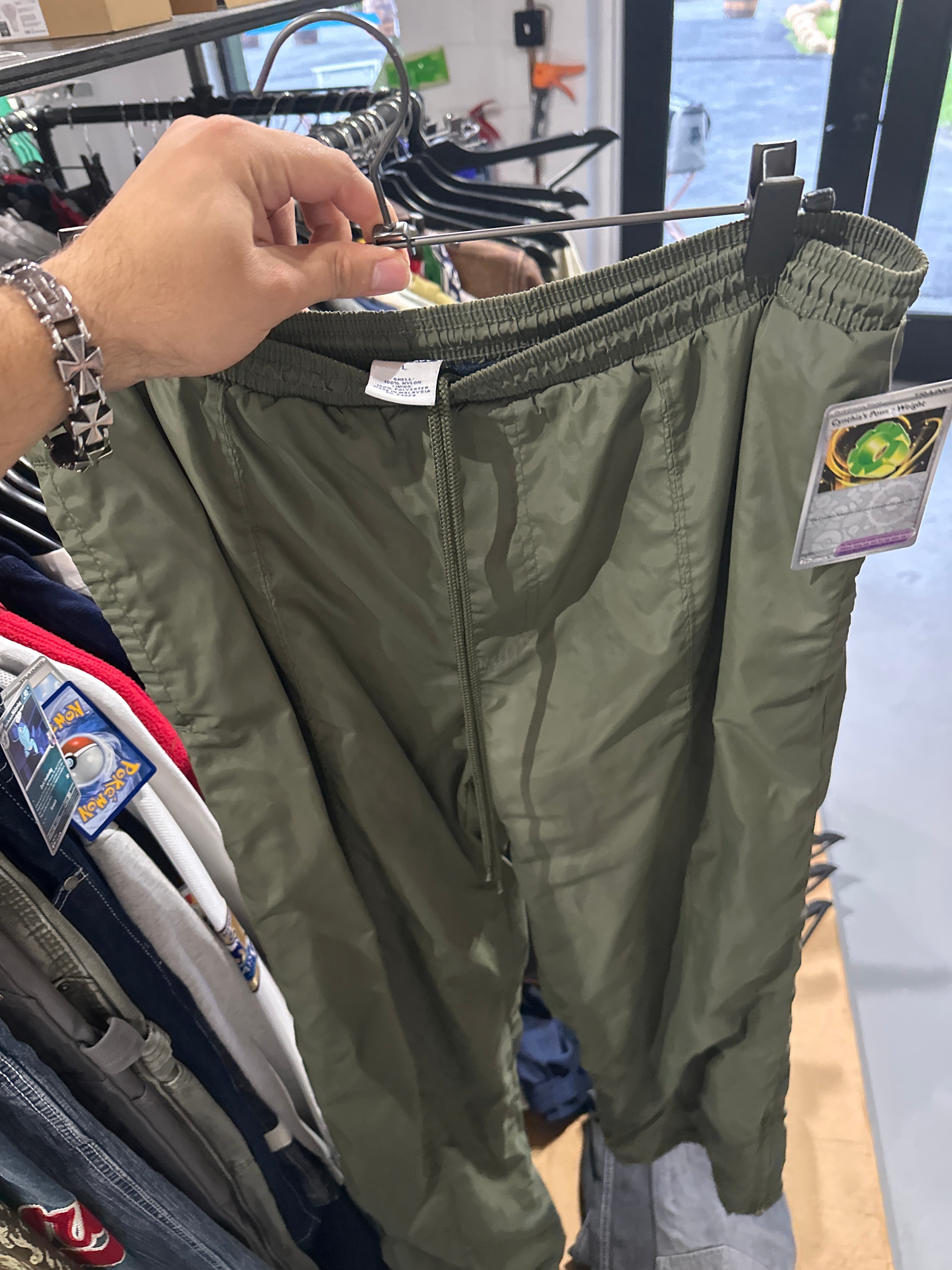 Vtg Olive Trackpants (L)