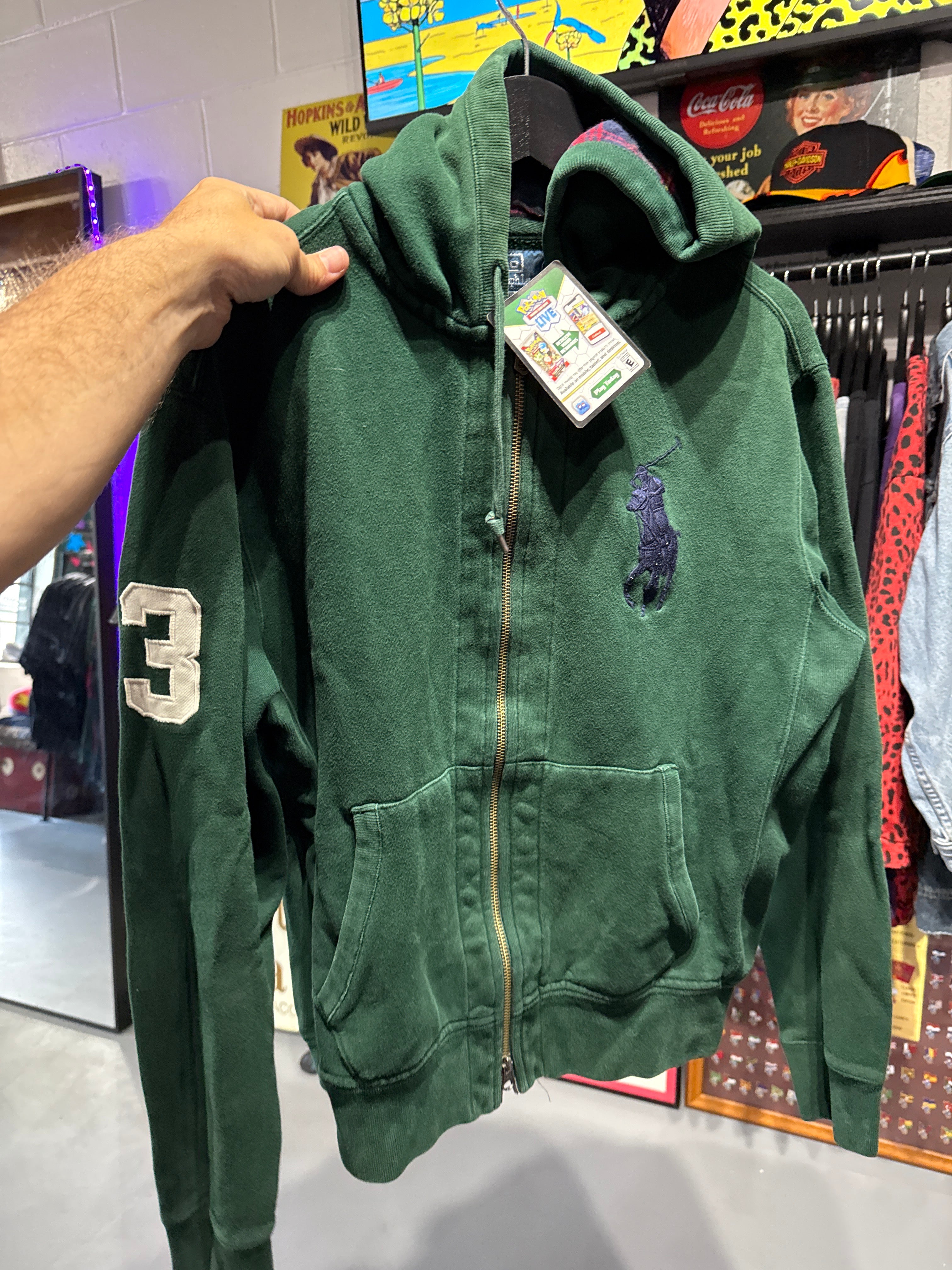 VTG Polo Zip Hoodie Sz Med