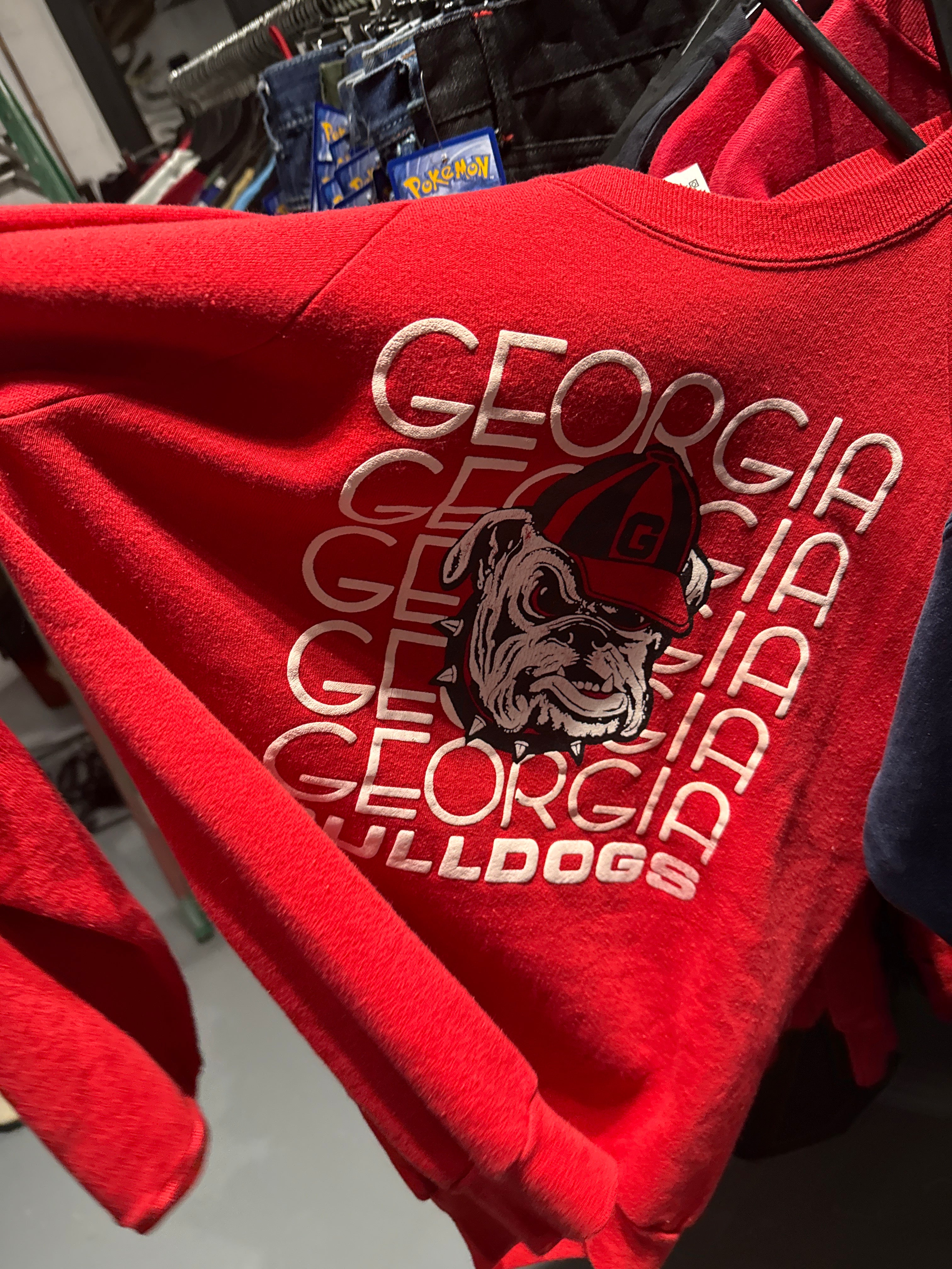 VTG UGA Multi Spellout Crewneck Sz L