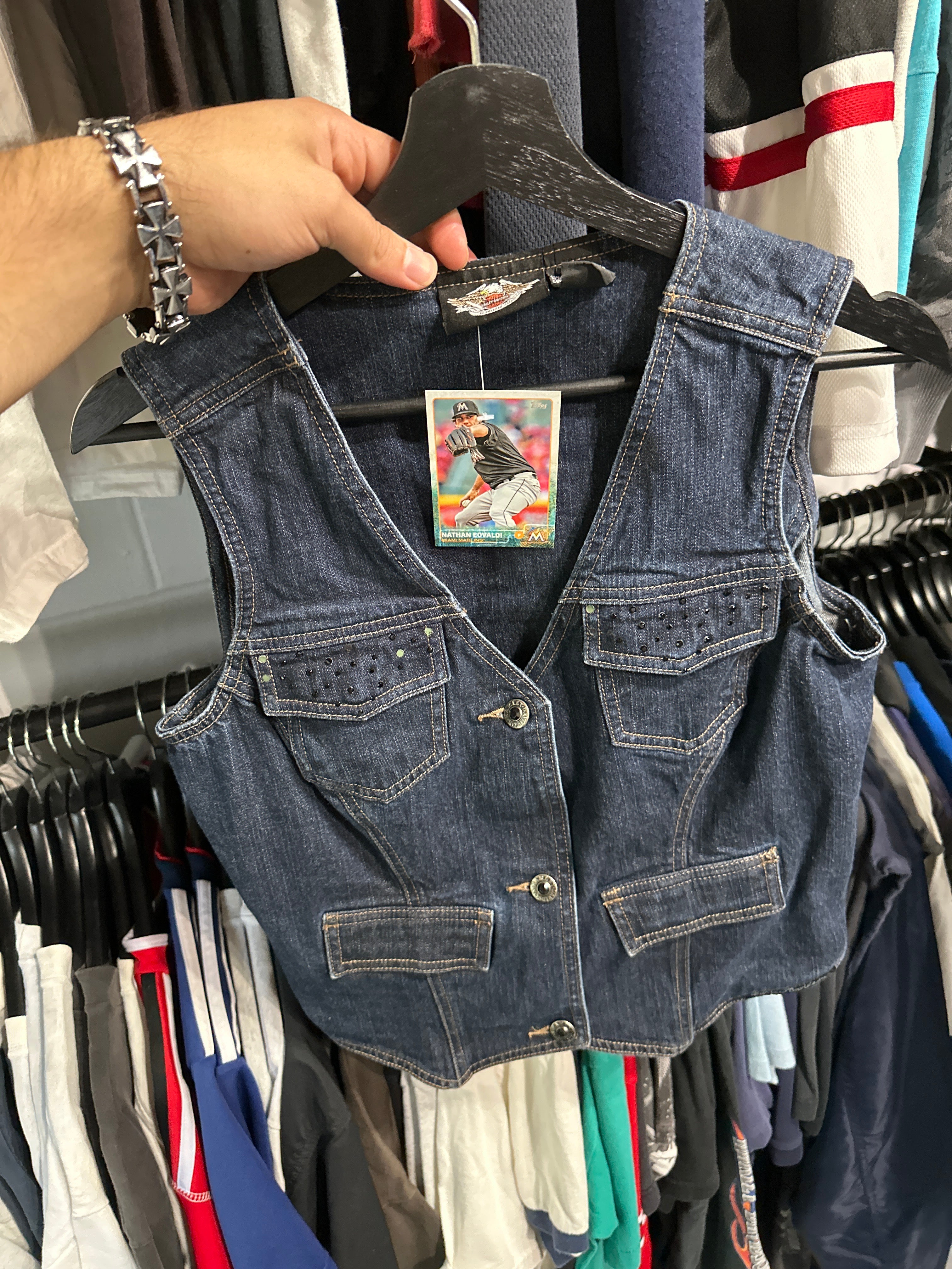 Y2K Harley Denim Vest (M)