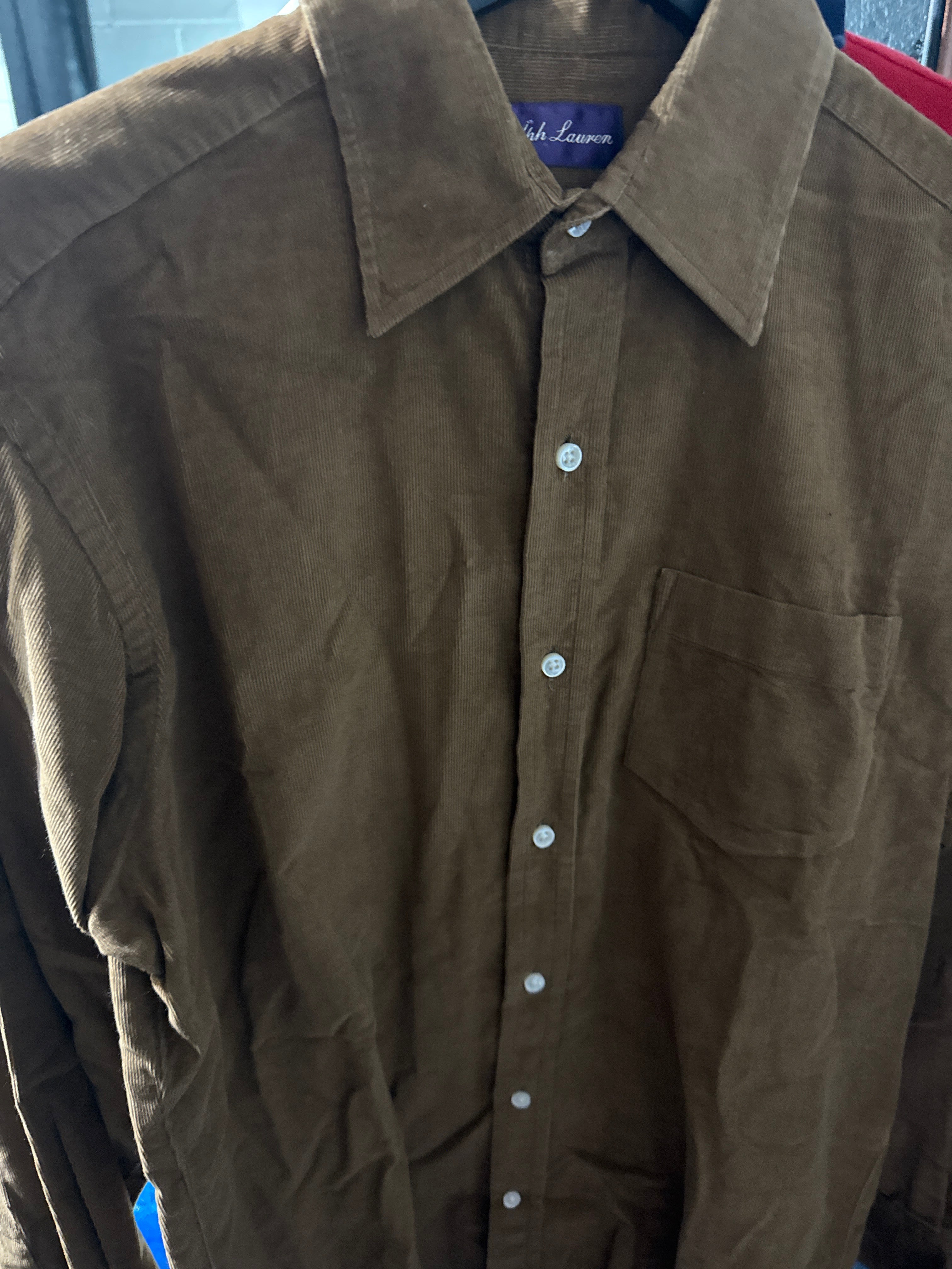 Polo Purple Label Cord Shirt Sz M 15